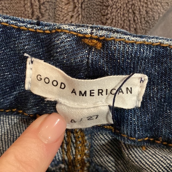 Good American Good Waist size 4 / 27 jeans step hem indigo 28” inseam - worn 1x - Picture 4 of 5